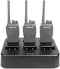 A black multi-charger base with three walkie-talkies docked in it, shown against a white background. Anteprima dell’immagine prodotto