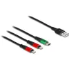 DeLOCK USB Ladekabel 3 in 1 Typ-A zu 2 x Lightning™ / USB Produktbild-Vorschau 1