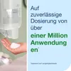 A hand receiving foam soap from a dispenser, with marketing text on the right. Anteprima dell’immagine prodotto