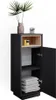 A tall, narrow cabinet with an open shelf at the top and a closed cabinet below, displaying folded towels. Náhled obrázku produktu