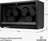 A product shot of a watch winder with dimensions indicated. Produktbild-Vorschau