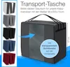 A transport bag for a folding mattress, shown with dimensions and a transparent window feature. Produktbild-Vorschau