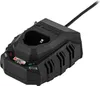 A black Parkside 12V battery charger is shown on a white background. Podgląd zdjęcia produktu