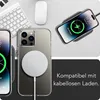 A collage of images showing an iPhone case with a wireless charger and a keyboard. Produktbild-Vorschau