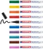 A collection of Edding markers in various colors, lined up vertically. Produktbild-Vorschau