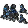 A set of roller skates and inline skates with blue accents on a white background. Voir les images du produit