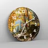 Wanduhr - Rund - Glasuhr - Herbst berg wald natur - 40x40cm Produktbild-Vorschau 4