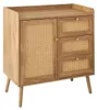CALICOSY - Commode 1 porte 3 tiroirs avec façades en rotin Voir les images du produit 8