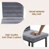 A close-up of a gray velvet chair cushion with a hand pressing down on it, and a separate close-up of the chair's backrest. Text overlays highlight the material and quality. Náhľad obrázku produktu