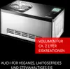 Auf schwarzem Grund ist die Unold Eismaschine Gusto 2 L abgebildet, eine Edelstahl-Eismaschine mit t Produktbild-Vorschau