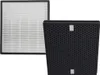 Two air filters are shown, one behind the other. The front filter is black with a honeycomb pattern, and the rear filter is white with a fine mesh. Produktbild-Vorschau