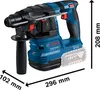 A Bosch Professional rotary hammer drill with dimensions indicated. Produktbild-Vorschau