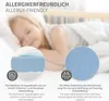 A child sleeping on a bed with close-up insets showing mattress material and features. Produktbild-Vorschau