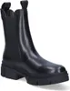 A black leather Chelsea boot with a thick sole is shown against a white background. Produktbild-Vorschau