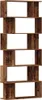 A tall, narrow bookshelf with a rustic wood finish. Produktbild-Vorschau