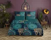 A bedroom scene with a bed dressed in a duvet cover featuring a mandala and leopard print. Produktbild-Vorschau