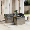 9-tlg. Garten-Sofagarnitur mit Kissen Grau Poly Rattan Produktbild-Vorschau 2