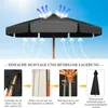 Diagram showing assembly and storage of a patio umbrella. Náhled obrázku produktu
