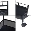 A collage of close-up shots of a black rolling cart. Produktbild-Vorschau