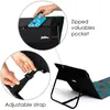 A product image showing details of a foldable mat with a phone in a zipped pocket and an adjustable strap. Produktbild-Vorschau