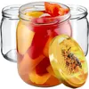 Three glass jars, one filled with sliced red and yellow bell peppers, and a lid with a bee on a sunflower. Voir les images du produit