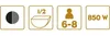 Four icons with text and graphics, likely representing product features or specifications. Produktbild-Vorschau