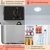 A collage of four images showing different features of a mini refrigerator. Produktbild-Vorschau