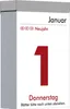 A tear-off calendar page for January 1st, showing the number '1' prominently. Produktbild-Vorschau
