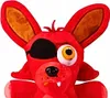 A close-up of a red plush toy fox with an eyepatch. Produktbild-Vorschau