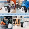 A collage of four scenes showing a floor fan being used in different settings: home renovation, workshop, gym, and office. Voir les images du produit