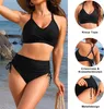 Damen hohe Taille Bikini Sets Drawstring Badeanzug Produktbild-Vorschau 3