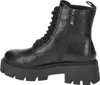 A black leather combat boot with a thick lug sole and side zipper. Náhľad obrázku produktu