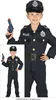 A young boy dressed in a police costume, holding a toy gun. Podgląd zdjęcia produktu