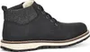 A side view of a black boot with a gray fabric accent at the ankle. Produktbild-Vorschau