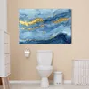 MuchoWow® - Leinwandbilder - Aquarell - Blau - Kunst - Gold Produktbild-Vorschau 5