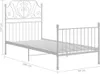 A white metal bed frame with dimensions indicated. Anteprima dell’immagine prodotto