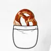 Spreadshirt Brezel Brusttasche Frauen T-Shirt, S, Weiß Produktbild-Vorschau 2