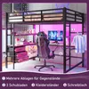 A loft bed with a desk and gaming chair, illuminated by pink LED lights. Anteprima dell’immagine prodotto