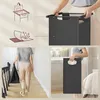 Collage showing different views and uses of a foldable laundry basket. Produktbild-Vorschau