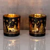2er Set Teelichthalter Schwarz Gold Winter Landschaft Glas Produktbild-Vorschau 4
