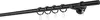 A black curtain rod with multiple rings attached, shown against a white background. Produktbild-Vorschau
