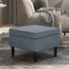 The Living Store Hocker mit Holzbeinen Dunkelgrau Samt Produktbild-Vorschau 2