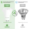 A comparison image showing a Lumiled LED lamp versus another light bulb, highlighting energy savings and lifespan. Produktbild-Vorschau
