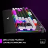 A gaming keyboard with RGB lighting and a detachable palm rest. Produktbild-Vorschau