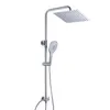 A chrome shower system with a square overhead shower head and a handheld shower head, shown against a white background. Anteprima dell’immagine prodotto