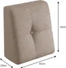 A wedge-shaped cushion with tufted detailing and dimension labels. Produktbild-Vorschau