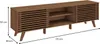 A wooden TV lowboard with dimensions indicated. Produktbild-Vorschau