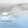 Close-up of a white mesh fabric with a zipper, highlighting a 3D climate band feature with text and diagrams. Produktbild-Vorschau