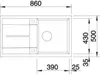 A technical drawing of a sink with dimensions indicated. Náhled obrázku produktu