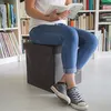 Skladací otoman z imitácie kože, farba:hnedá Náhľad obrázku produktu 2